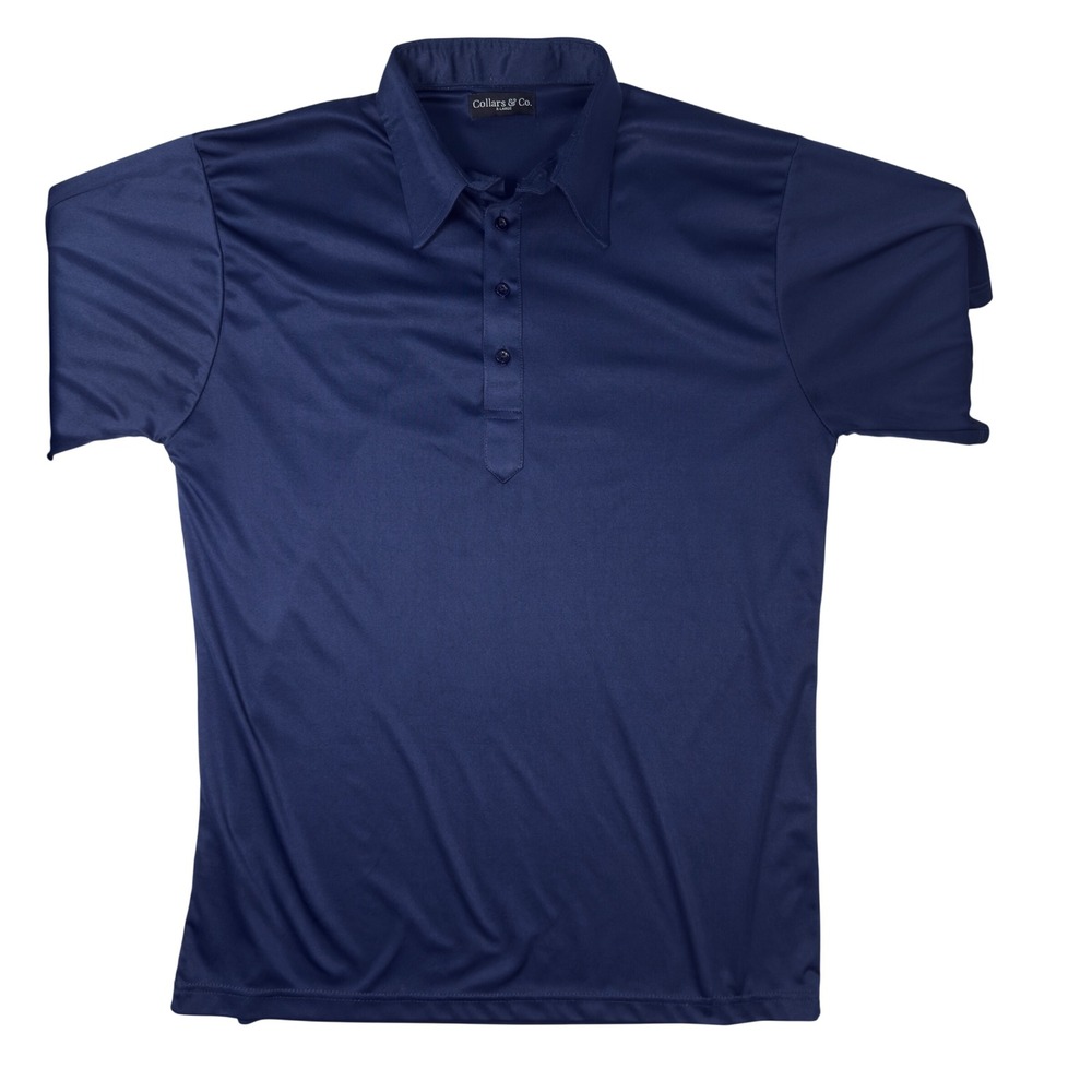 Collars & Co. Dress Collar Polo Mens XL Navy Blue Excellent Performance Shirt